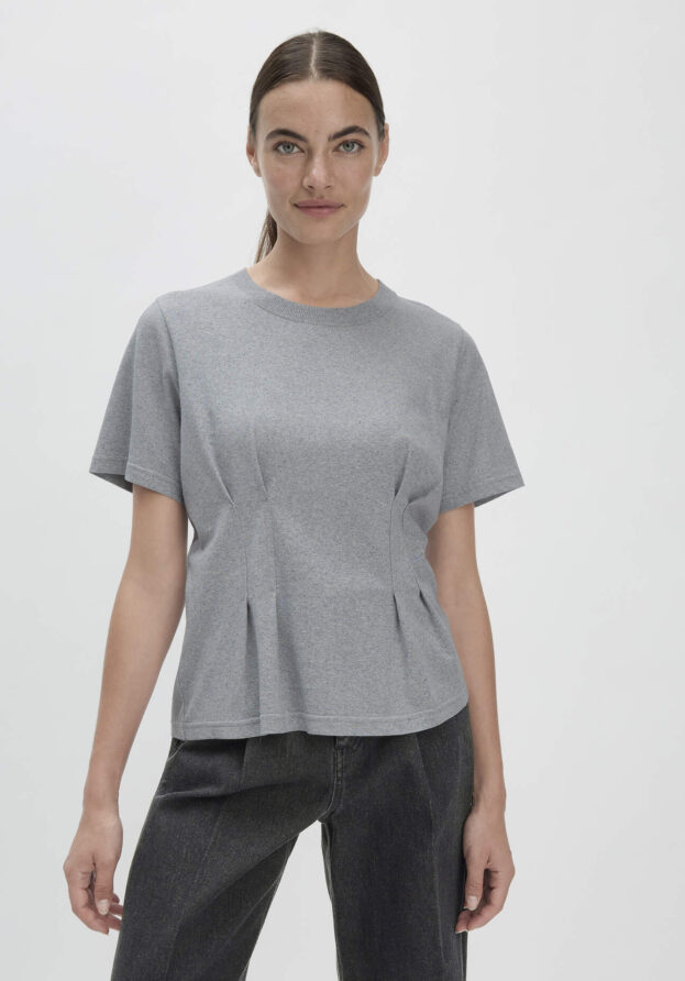 hessnatur Damen T-Shirt Relaxed BETTER RECYCLING aus Bio-Baumwolle - grau - Größe 38