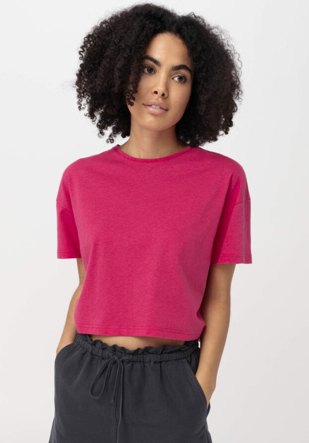 hessnatur Damen T-Shirt aus Bio-Baumwolle mit Hanf - lila - Größe 46