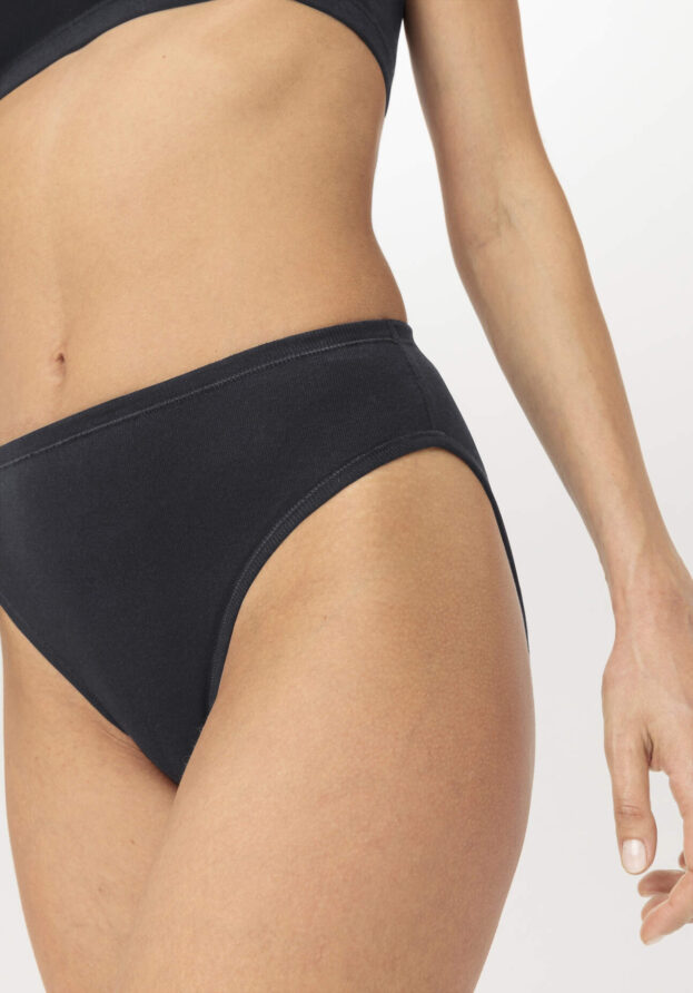 hessnatur Damen Taillenslip High Waist 2er-Set PURE NATURE aus Bio-Baumwolle - schwarz - Größe 40