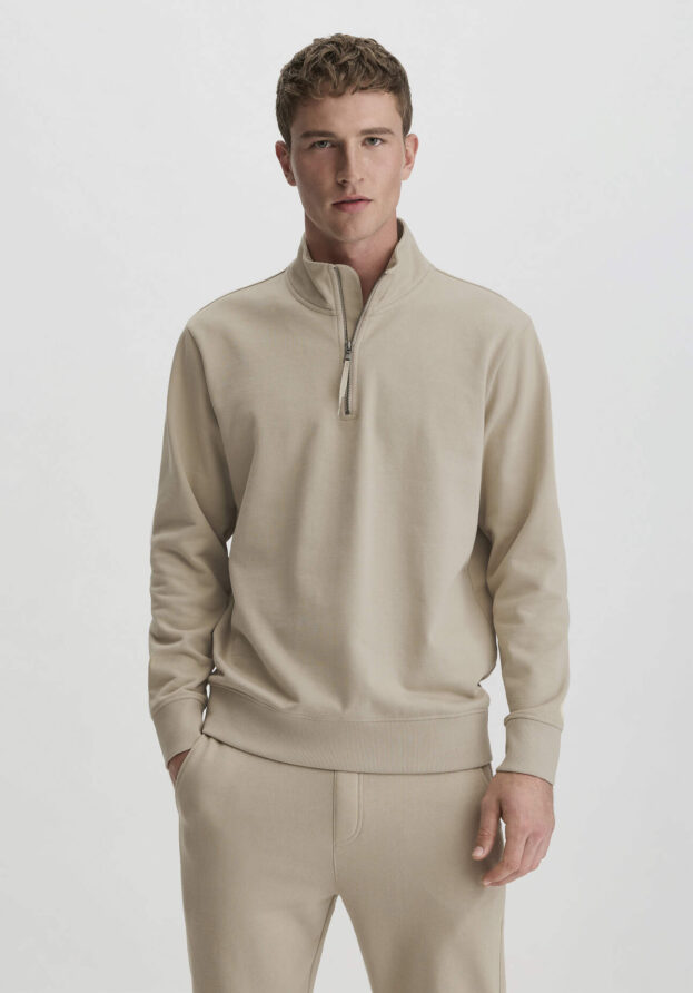 hessnatur Herren Troyer Regular aus Bio-Baumwolle - beige - Größe 54