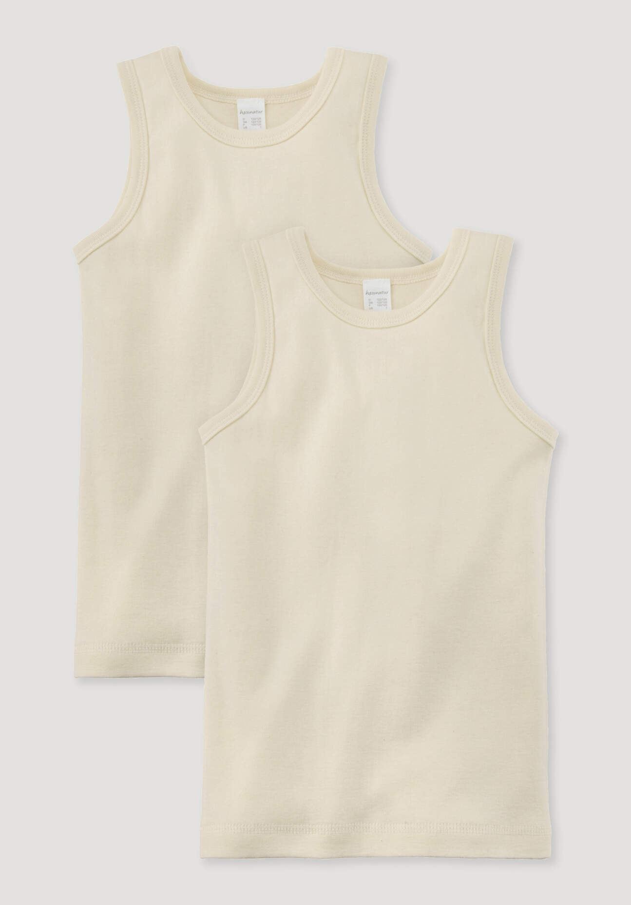hessnatur Kinder  Unterhemd Ärmellos im 2er-Pack aus Bio-Baumwolle - natur - Größe 122/128