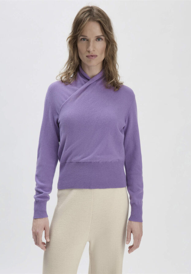 hessnatur Damen WUNDERKIND × HESSNATUR Pullover Regular aus Bio-Merinowolle mit Kaschmir - lila - Größe 46