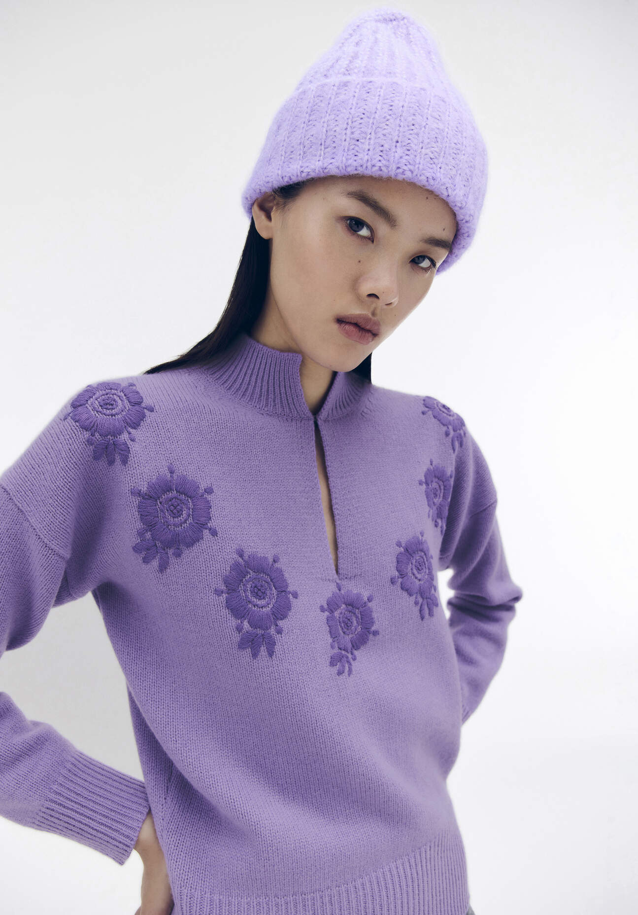 hessnatur Damen WUNDERKIND × HESSNATUR Pullover Relaxed aus Bio-Merinowolle mit Kaschmir - lila - Größe L