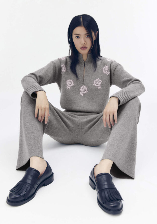 hessnatur Damen WUNDERKIND × HESSNATUR Pullover Relaxed aus Bio-Merinowolle mit Kaschmir - grau - Größe XS