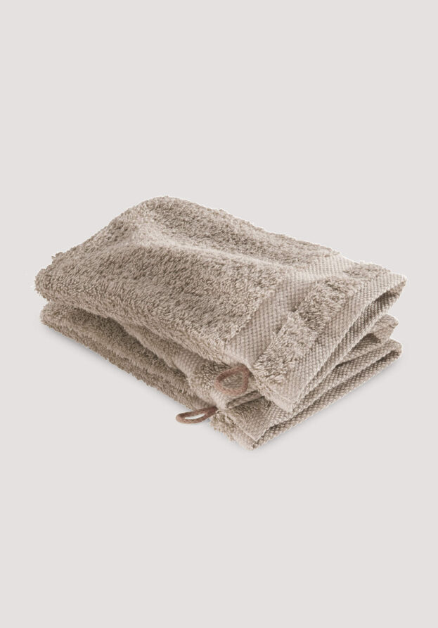 hessnatur Waschhandschuh im 3er-Pack aus Bio-Baumwolle - beige - Größe 15x20 cm