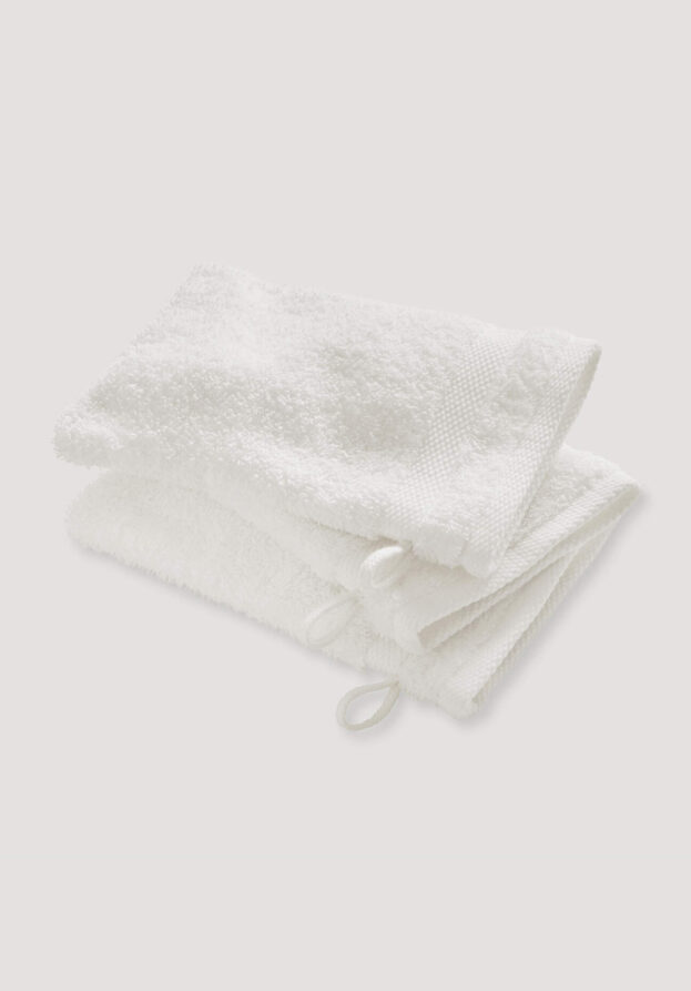hessnatur Waschhandschuh im 3er-Pack aus Bio-Baumwolle - weiß - Größe 15x20 cm
