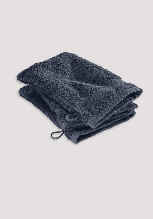 hessnatur Waschhandschuh im 3er-Pack aus Bio-Baumwolle - blau - Größe 15x20 cm