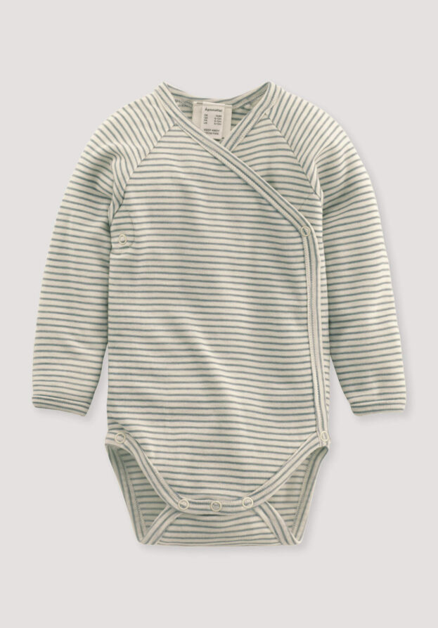 hessnatur Baby Wickel-Body Langarm Slim aus Bio-Merinowolle mit Seide - grün - Größe 86/92