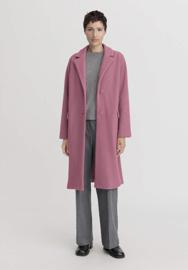 hessnatur Damen Wollfleece Mantel Regular aus Bio-Merinowolle mit Bio-Baumwolle - rosa - Größe 36