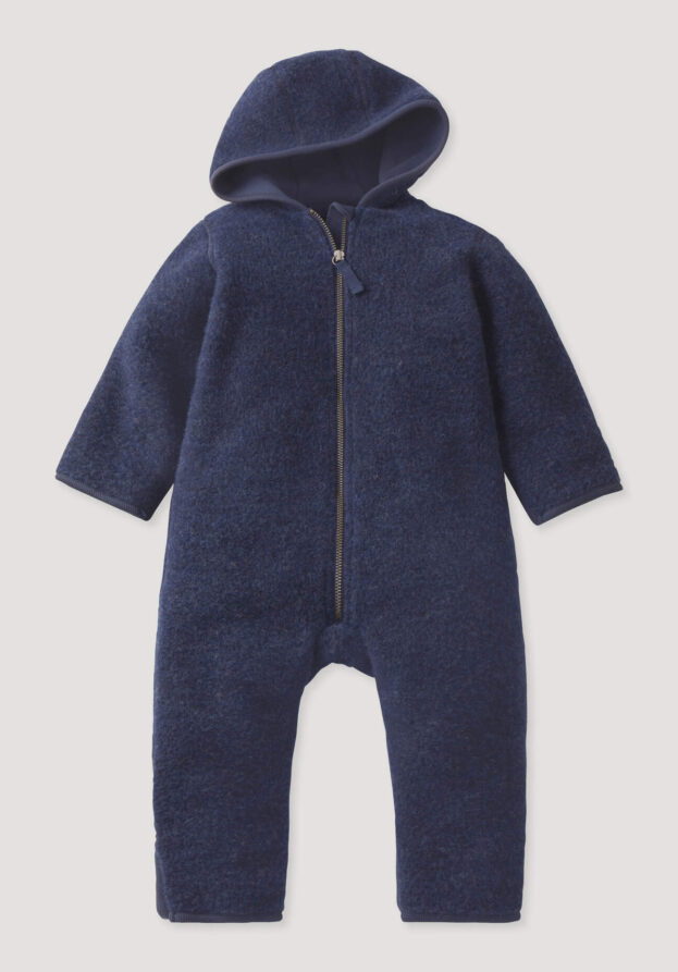 hessnatur Baby Wollfleece Overall Regular aus Bio-Merinowolle - blau - Größe 50/56