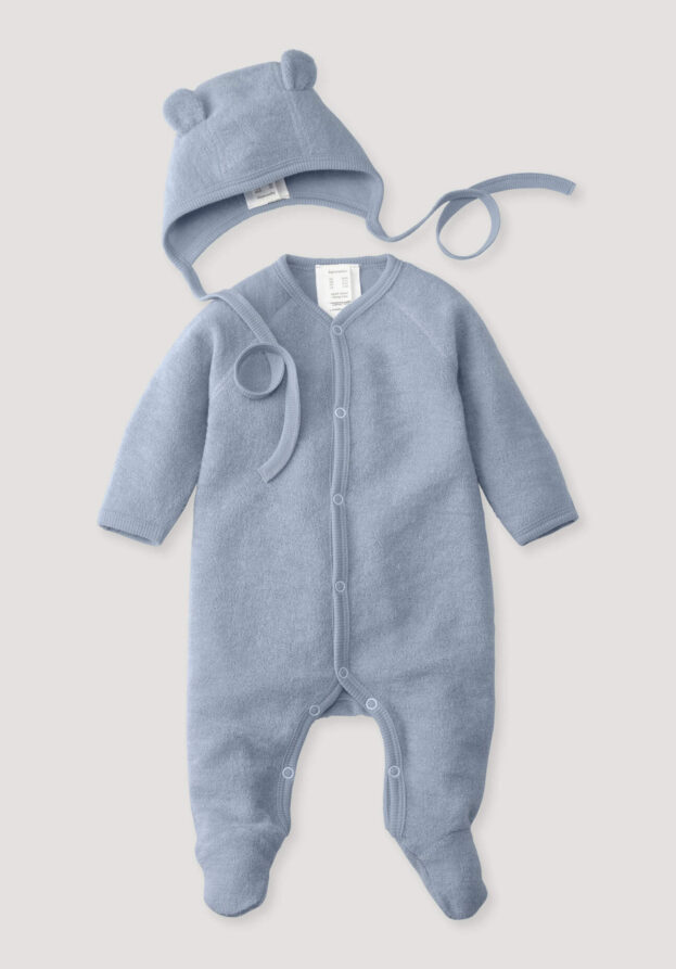 hessnatur Baby Wollfrottee Erstlingsausstattung aus Bio-Merinowolle - blau - Größe 62/68