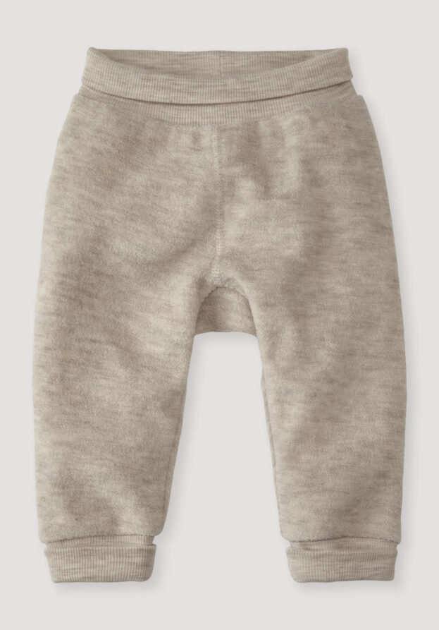 hessnatur Baby Wollfrottee Hose Regular aus Bio-Merinowolle - beige - Größe 98/104