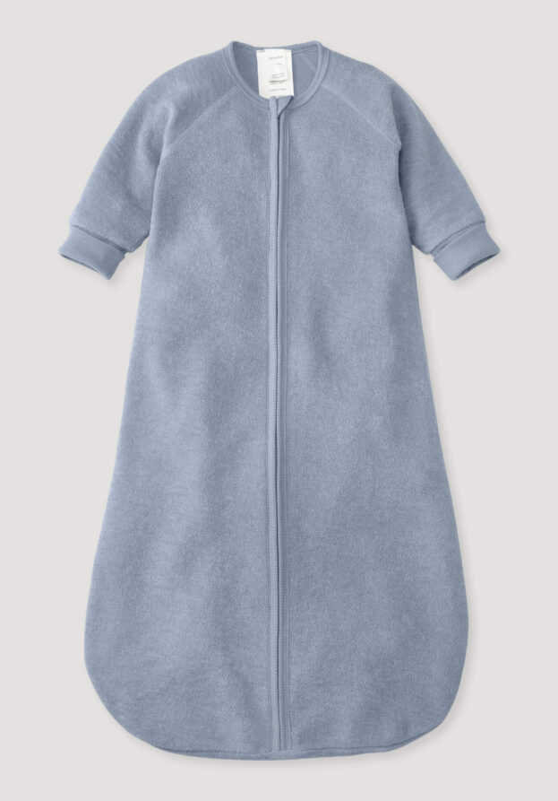 hessnatur Baby Wollfrottee Schlafsack aus Bio-Merinowolle - blau - Größe 90 cm