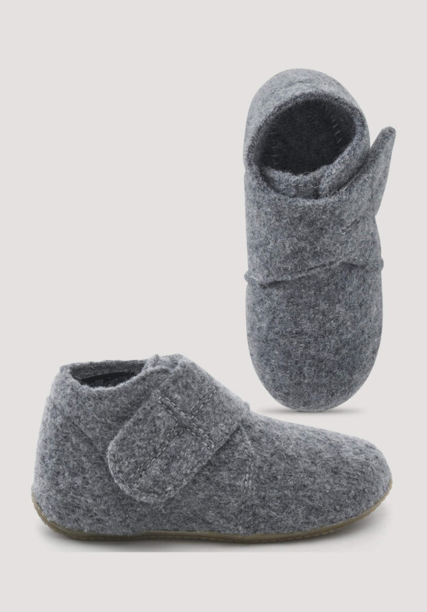 hessnatur Kinderschuhe Wollwalk Hausschuhe aus Merinowolle - grau - Größe 25