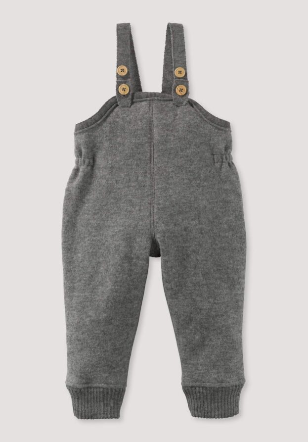 hessnatur Baby Wollwalk Latzhose Relaxed aus Bio-Merinowolle - grau - Größe 86/92