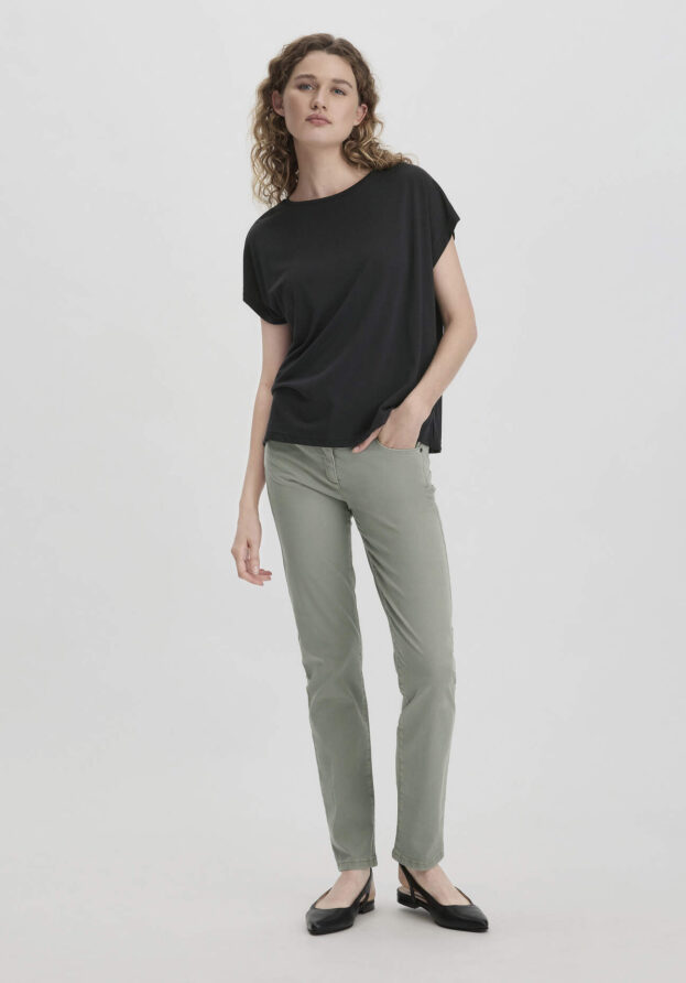 hessnatur Damen 5-Pocket Hose Skinny aus TENCEL™ Lyocell mit reiner Bio-Baumwolle - grün - Größe 48