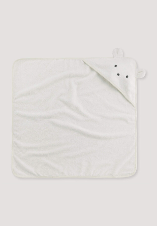 hessnatur Baby Badetuch mit Kapuze aus Bio-Baumwolle - weiß - Größe 70 x 70 cm