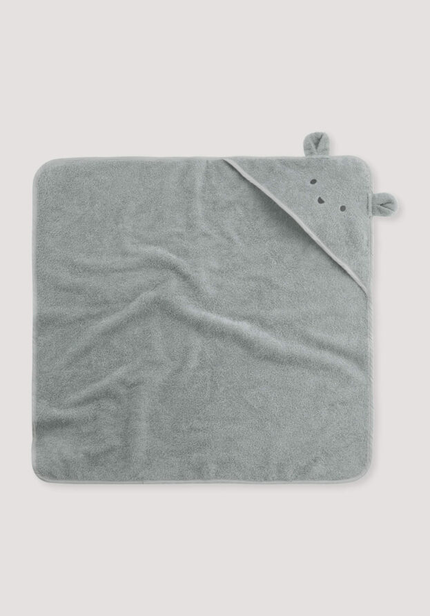 hessnatur Baby Badetuch mit Kapuze aus Bio-Baumwolle - grün - Größe 70 x 70 cm