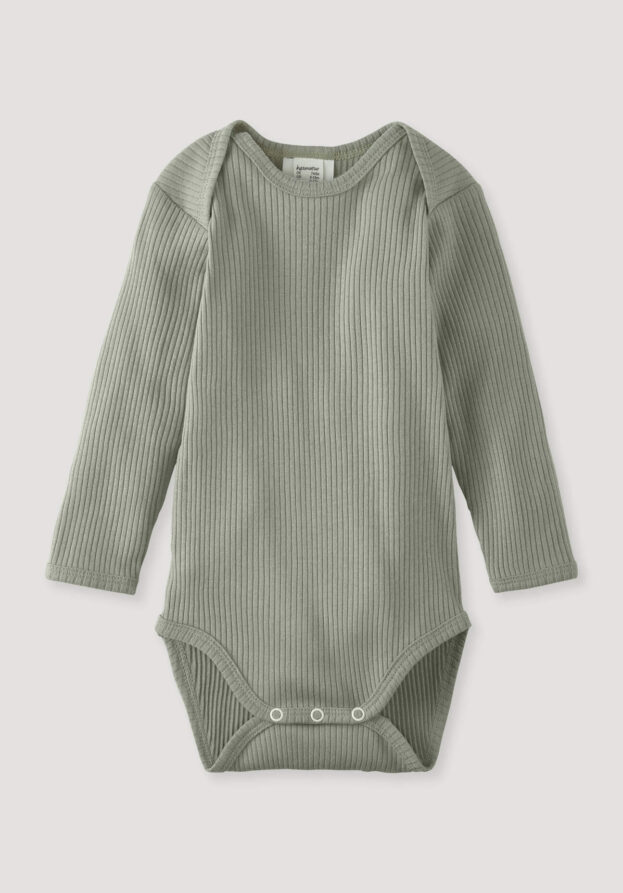 hessnatur Baby Body Langarm aus Bio-Baumwolle mit Bio-Merinowolle - grün - Größe 86/92