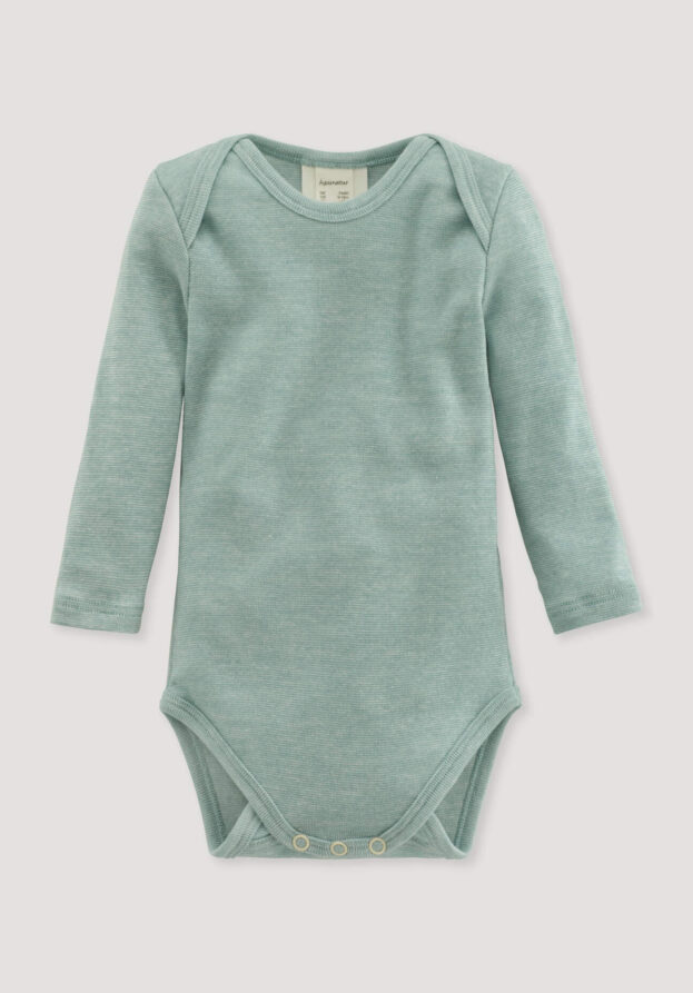 hessnatur Baby Body Langarm aus Bio-Baumwolle mit Bio-Merinowolle und Seide - grün - Größe 86/92