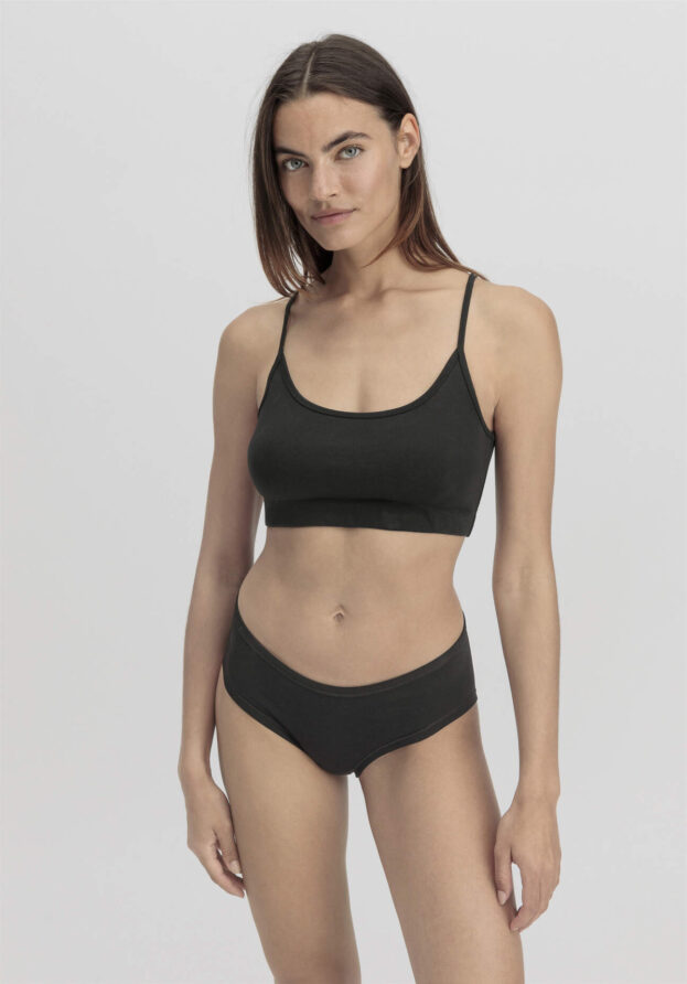 hessnatur Damen Bustier im 2er-Pack PURE COTTON aus Bio-Baumwolle - schwarz - Größe 40