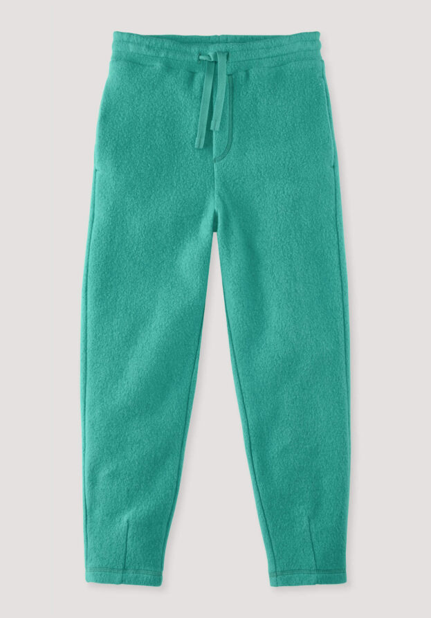 hessnatur Kinder Fleece Hose Regular aus Bio-Baumwolle - grün - Größe 122/128