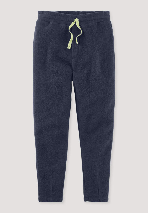hessnatur Kinder Fleece Hose aus Bio-Baumwolle - blau - Größe 158/164