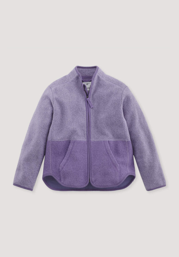 hessnatur Kinder Fleece Jacke Regular BETTER RECYCLING aus Bio-Baumwolle - lila - Größe 134/140