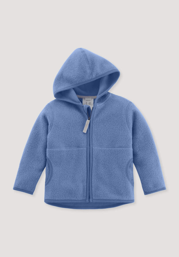 hessnatur Baby Fleece Jacke aus Bio-Baumwolle - blau - Größe 74/80