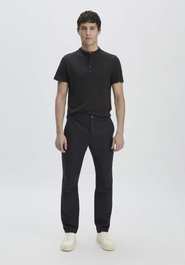hessnatur Herren Hose ENEA Regular aus Bio-Baumwolle mit Leinen - schwarz - Größe 34/32