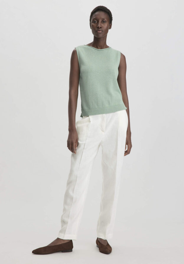 hessnatur Damen Hose Straight Leg Relaxed aus Leinen - weiß - Größe 44