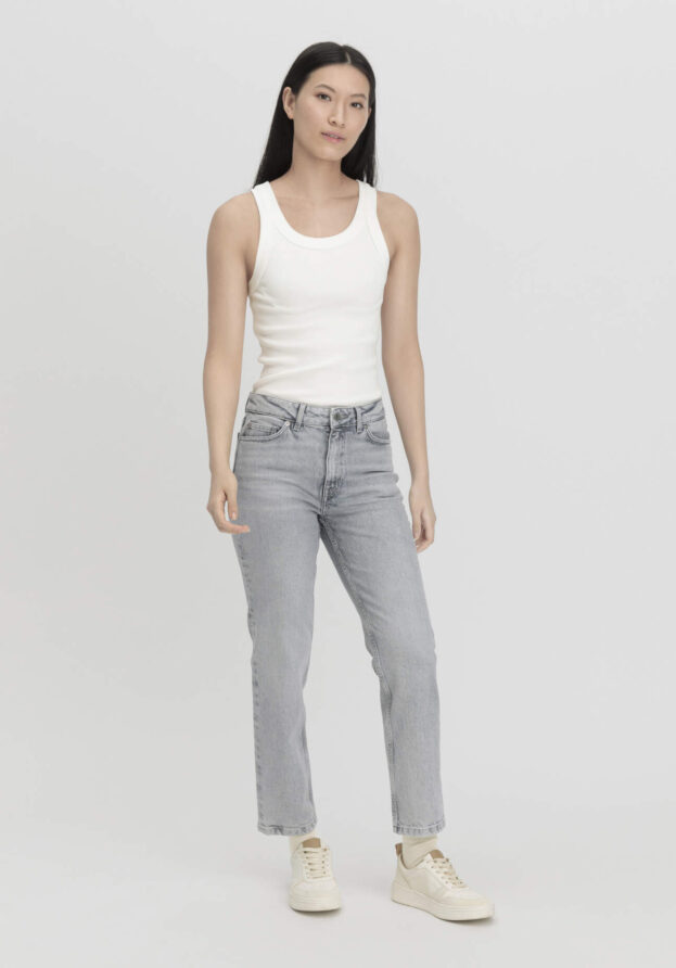 hessnatur Damen Jeans BEA High Rise Straight aus Bio-Denim - grau - Größe 31/29