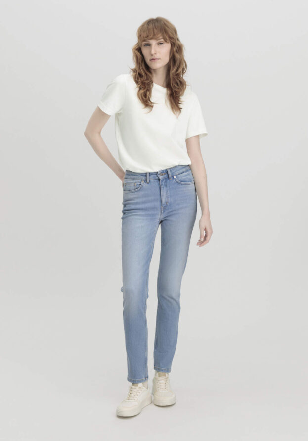 hessnatur Damen Jeans LINN High Rise Slim aus Bio-Denim - blau - Größe 27/32