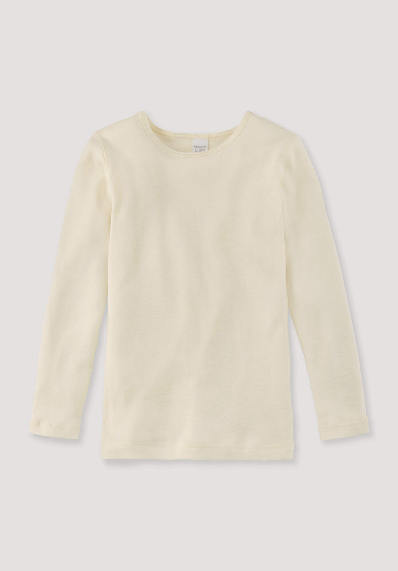 hessnatur Kinder  Langarmshirt aus Bio-Baumwolle mit Bio-Merinowolle und Seide - natur - Größe 134/140