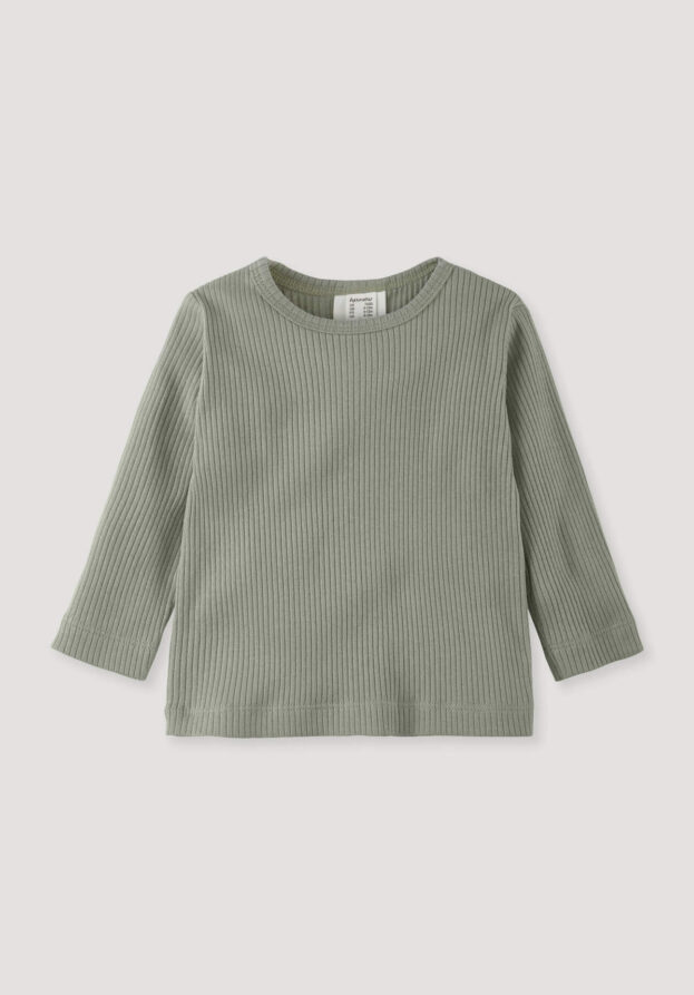hessnatur Baby Longsleeve aus Bio-Baumwolle mit Bio-Merinowolle - grün - Größe 74/80