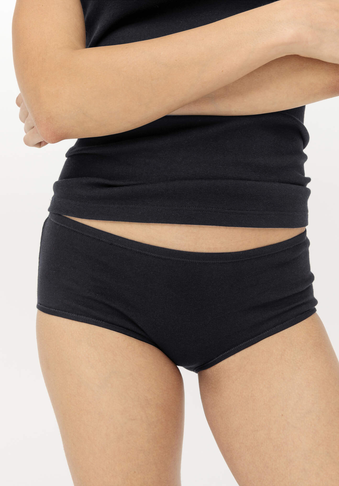 hessnatur Damen Panty Regular Cut im 2er-Pack PURE COTTON aus Bio-Baumwolle - schwarz - Größe 42