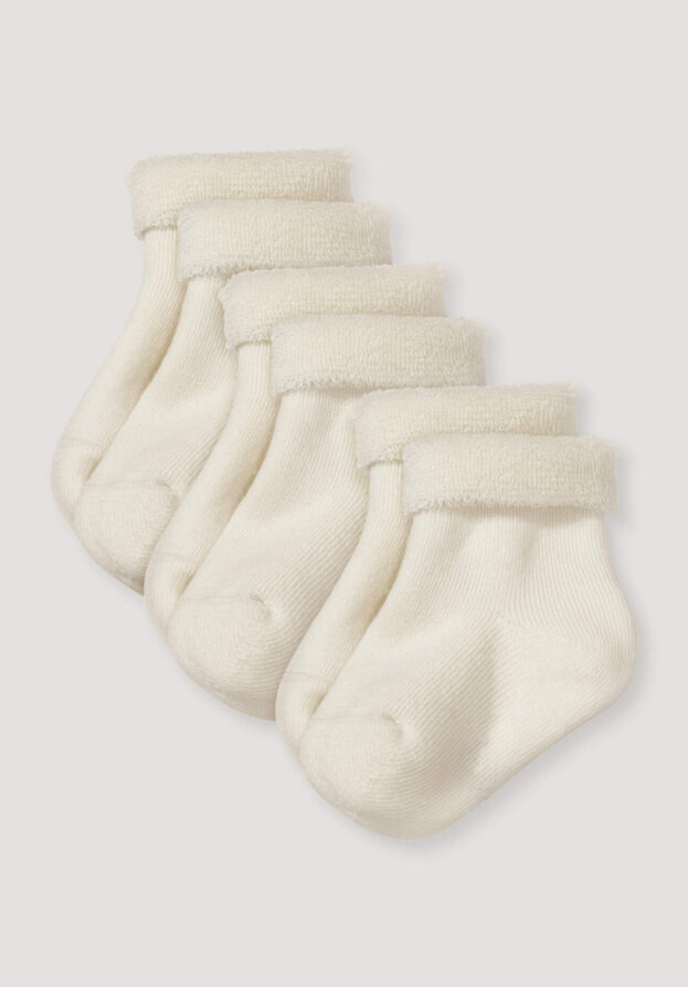 hessnatur Baby Plüsch Socken im 3er-Pack aus Bio-Baumwolle - natur - Größe 17-18