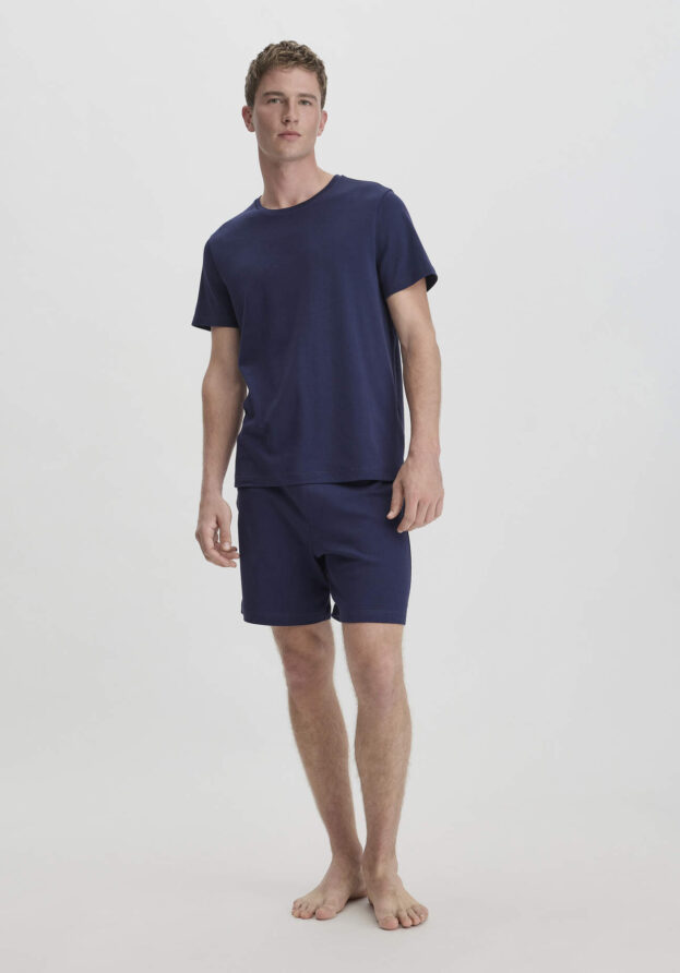 hessnatur Herren Pyjama PURE NATURE aus Bio-Baumwolle - blau - Größe 54