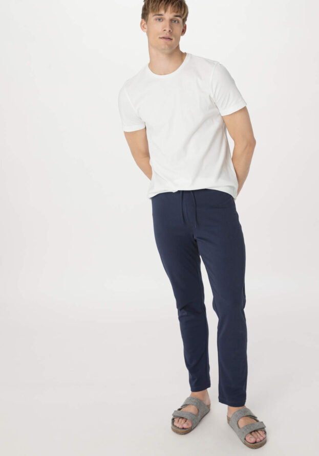 hessnatur Herren Schlafhose PURE NATURE aus Bio-Baumwolle - blau - Größe 46