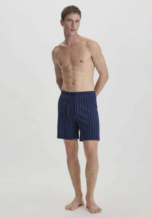 hessnatur Herren Schlafshorts PURE NATURE aus Bio-Baumwolle - blau - Größe 48