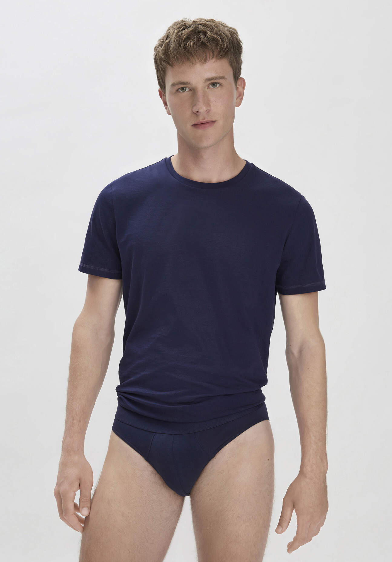 hessnatur Herren Slip Regular Cut im 3er-Pack COTTON MIX aus Bio-Baumwolle - blau - Größe 4 = S