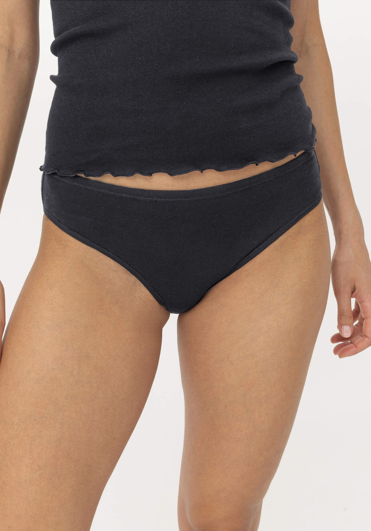 hessnatur Damen Slip im 2-Pack PURE COTTON aus Bio-Baumwolle - schwarz - Größe 46