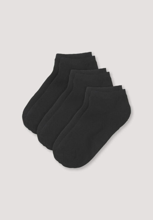 hessnatur Sneakersocke im 3er-Pack aus Bio-Baumwolle - schwarz - Größe 46/47