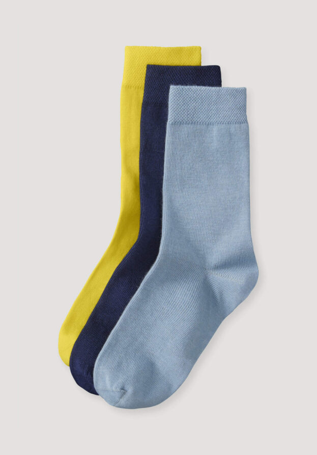 hessnatur Kinder  Socken im 3er-Pack aus Bio-Baumwolle - gelb - Größe 27-30