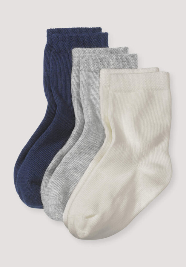 hessnatur Baby Socken im 3er-Pack aus Bio-Baumwolle - blau - Größe 19-22