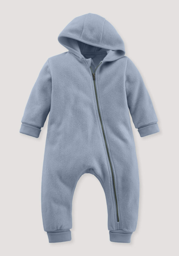 hessnatur Baby Softfleece Overall aus Bio-Baumwolle - blau - Größe 74/80