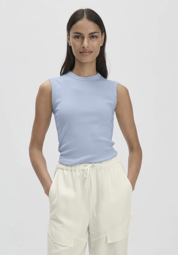 hessnatur Damen Softrib Top Fitted aus Bio-Baumwolle und TENCEL™ Modal - blau - Größe 40