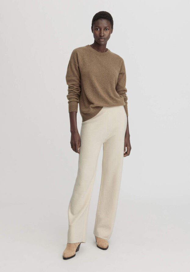 hessnatur Damen Strickhose Relaxed aus Bio-Baumwolle und Bio-Merinowolle - natur - Größe L