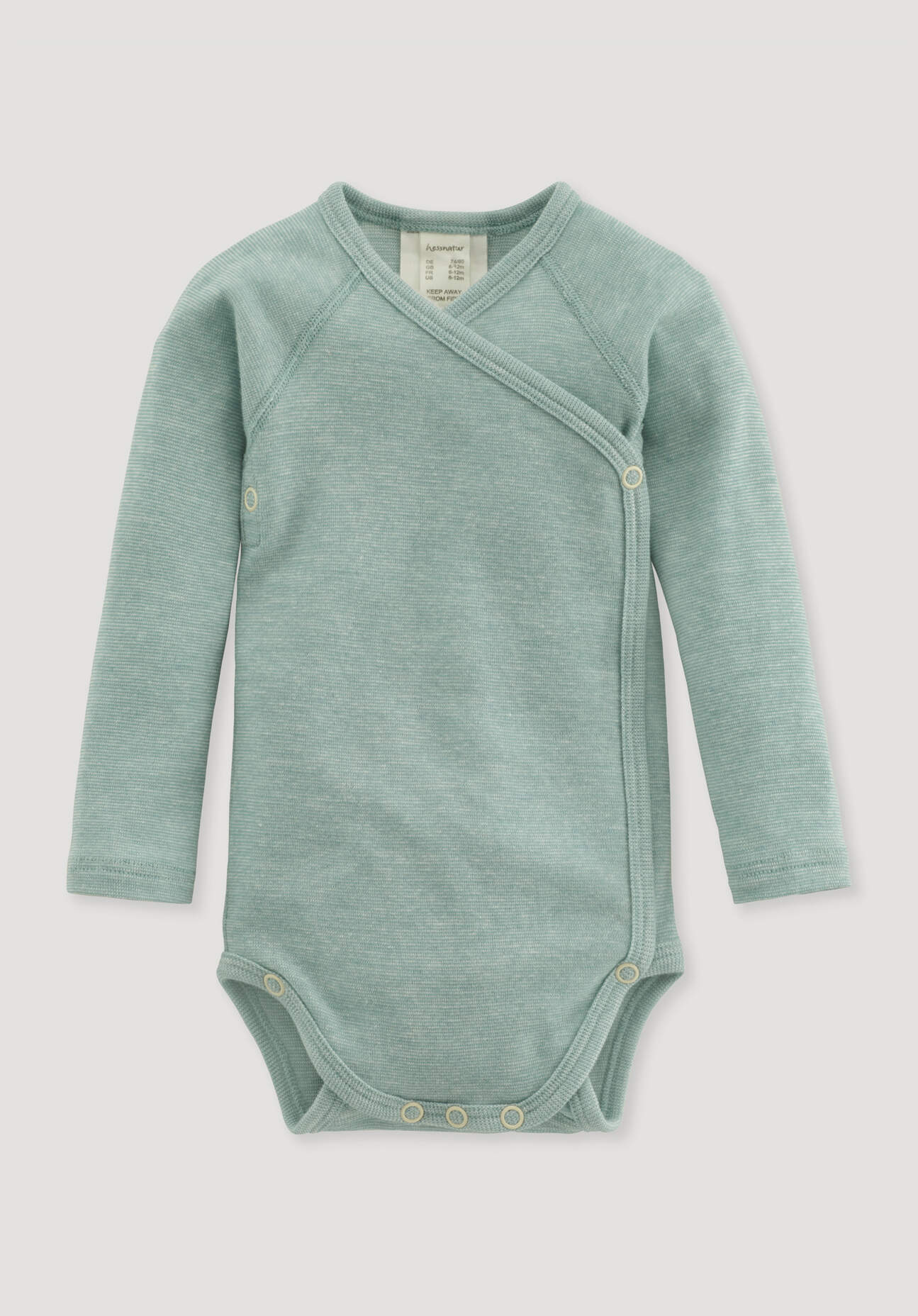 hessnatur Baby Wickelbody aus Bio-Baumwolle mit Bio-Merinowolle und Seide - grün - Größe 62/68