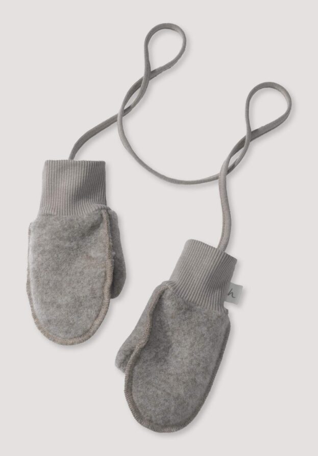 hessnatur Baby Wollfleece Fäustlinge aus Bio-Merinowolle - grau - Größe 62/68
